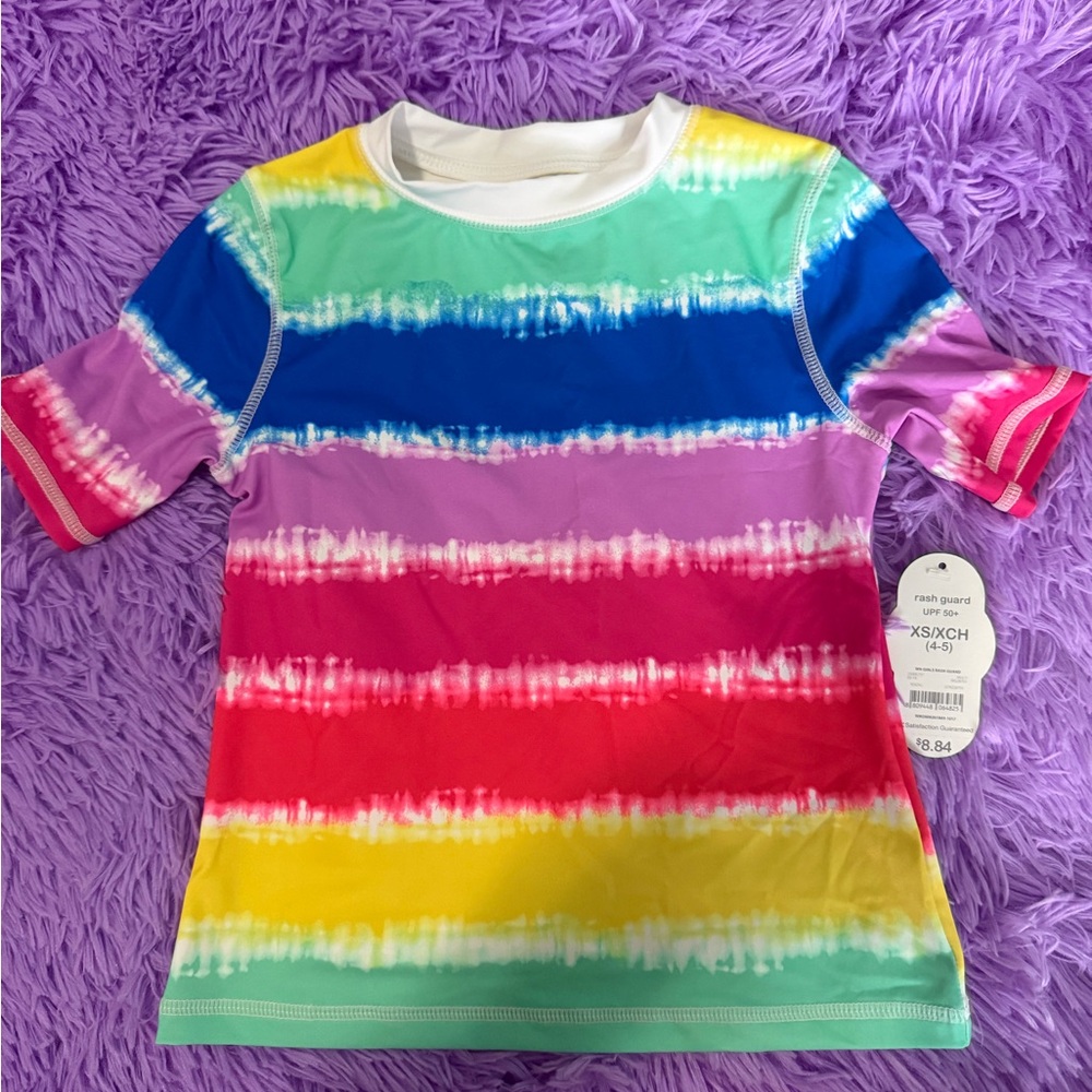 Wonder Nation Colorful Tie-Dye Rash Guard - Size 4-5 - NWT